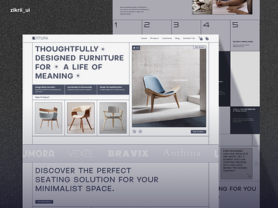 MINIMALIST LANDING PAGE FOR A FURNITURE COMPANY adobe branding design designer e commerce figma fullstack graphic design landing page landingpage layout minimalist productdesign ui uidesign uiux ux webdesign website wireframe