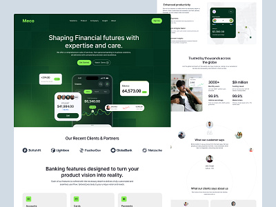 Meco - Finance Management Website bank banking website cryptocurrency e wallet finance finance management finance management design finance management website finance website design landing page minimalist oripio saas service sujon wallet wallet website web design website