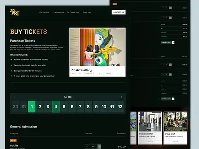 Buy Museum Ticket Page / Book Tickets Website 3d art art art design art exhibition art museum artwork book tickets buy ticket digital art digital museum exhibition website gallery jabel landing page museum responsive ui website design work of art