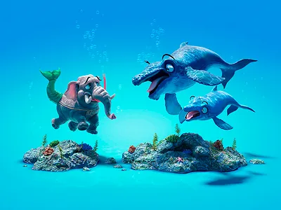 Sal Sol - Whales 3d advertising art artwork character concept crafting design illustration vray zbrush