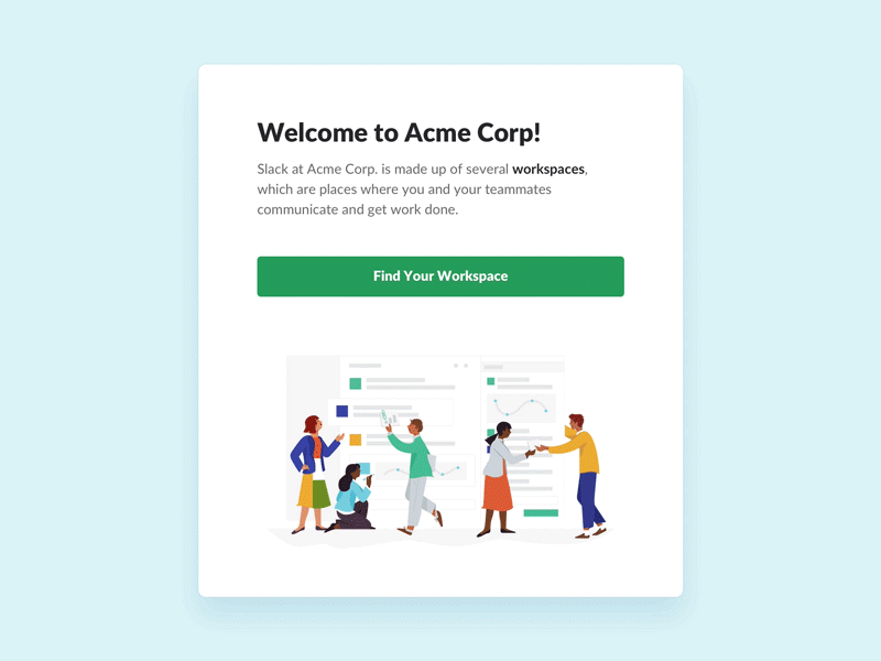 Find Your Workspace enterprise onboarding product slack ui