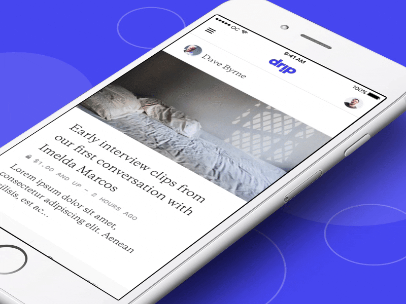 Drip mobile feed app drip feed ios iphone kickstarter mobile typography