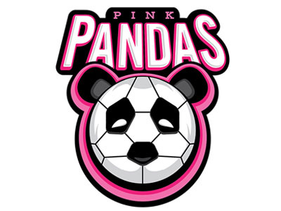 Pink Pandas animal cute football girls illustration kick logo panda panda bear panda logo pandas pink print soccer sport sports team