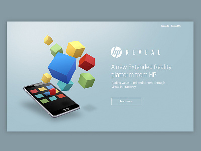 HP Reveal Alternate Banner homepage landing page ui user interface design