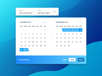 Date Picker app calendar dailyui date picker dropdown popover range timeline