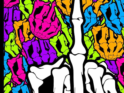 F U POSTER design finger fuck middle neon poster skull you