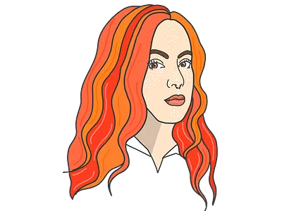 Self-Portrait avatar cartoon character hand drawn icon illustration line work portrait red hair retro