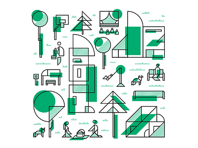 Space Creators csr geometric green house icon illustration minimal park