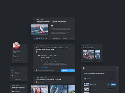 4sail user interface dark elements interface network news portal social style ui user ux yacht