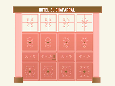 Guatemalan Hotel Door blush feminine design gin gin font guatemala hotel illustration pink pink and gold swirls wes anderson