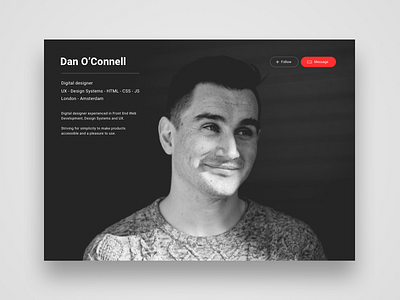 Daily UI Challenge #06 dailyui dark minimal portrait profile