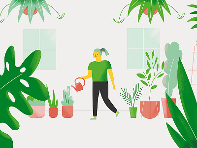 Hi Dribbble! green illustration plants