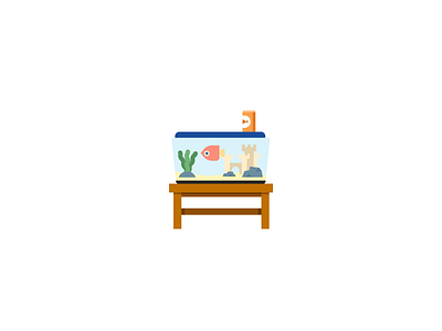 The Fish did it... fish fish tank gold fish illustration simple tank