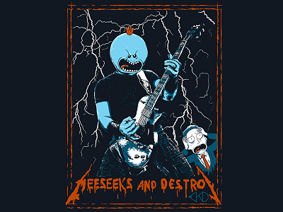 Meeseeks and Destroy illustration meeseeks metallica rick and morty wacom