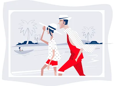 Another Illustration for a Beach Vacation beach character couples flat holiday illustration illustrations illustrator vacation vector
