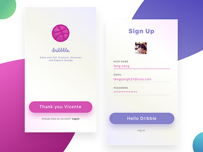 Hello Dribble! app hello ui