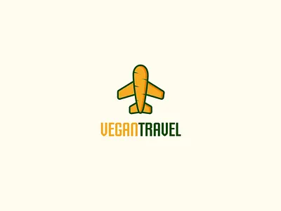 Vegan Travel logo carrot fly plane smart travel travelling unused vegetable vegi