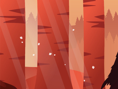 Red woods app design forest illustration light nature red serene wildlife