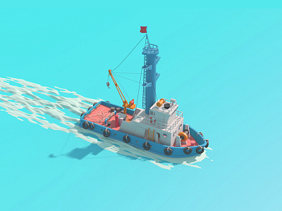 boat 3d c4d，ui