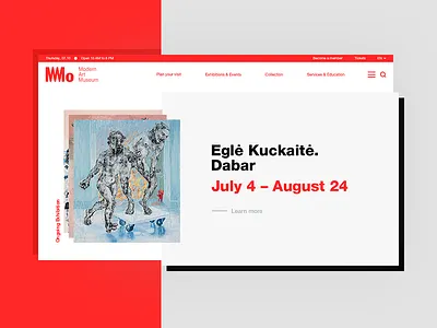 Modern Art Museum art bright exhibitions fold homepage mmo modern museum newbie red shot website