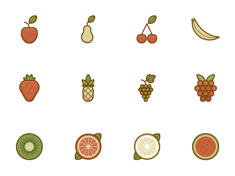 Example of Fruit icon set