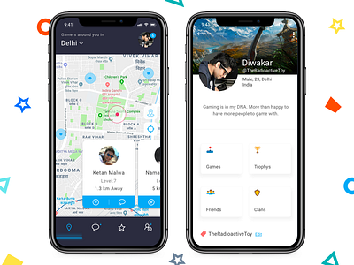 Gamenet App app application designing game graphics ios iphone x profile ui ux