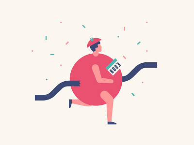 "If we say we'll do it, we'll do it" flat people race runner tomato values vector winner