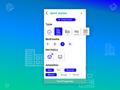 Renting home - Filter design app filter home ios rent