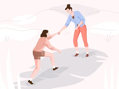 Helping character friends girls help illustration love vector women