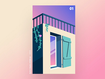Homes & Gradient building colors flat gradient home illustration illustrator perspective poster