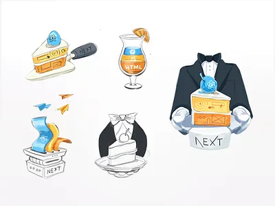 React Server Sketches brainstorm cake cocktail concepting layers process react server sketch slice waiter