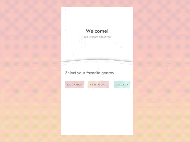 Genre selection animation app colors design flinto genre interaction motion movie tv show ui ux