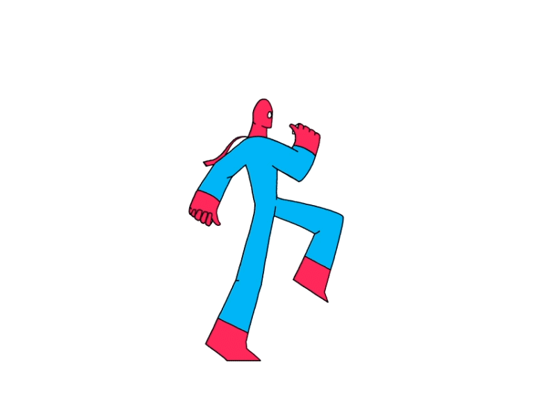 Cape Boy 2d gif loop superhero walk