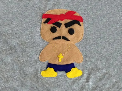 Tupac apparel baby clothes california craft design felt hand hip hop kids clothing rap sewing tupac