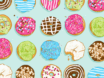 Mmmm...so sweet! Let's try thees sweet donuts! coffee colourful donuts food illustration kawaii morning