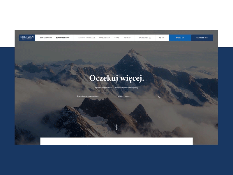 Goldman Recruitment RWD agency animation poland ui ux visiontrust web website