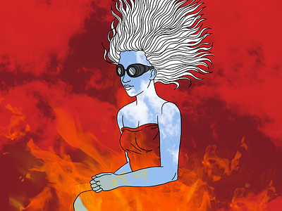 Combustioneer fire flame goggles hair sky