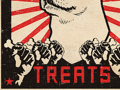 TREATS - Detail bold communist dog illustration poster propaganda screen soviet texture treat