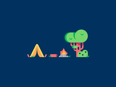 Camping camp campsite clean fire grid log minimal modern simple site tent tree