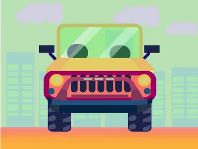 Wrangler Jeep building car icon illustration jeep purple red road vector