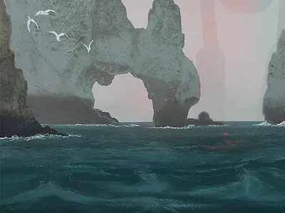 //coast event 2// ;detail 1 birds brush coast concept digital ipadpro painting procreate sea waves