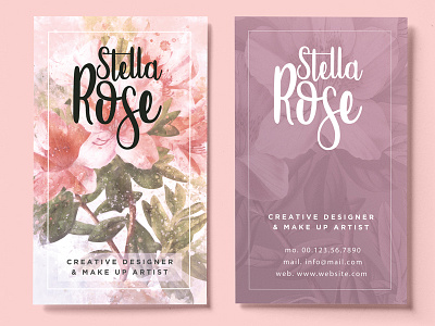 Floral Watercolor Business Card artistic clean colorful design floral modern painter pink pinterest print style watercolor