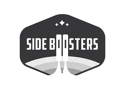 Side Boosters Logo earth logo podcast rocket rockets space stars