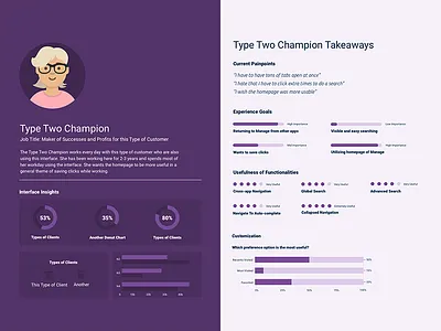 Persona 2/4 - Type Two Champion avatar charts data analysis data viz graphs persona ux ux design ux research