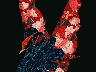 Hi No Tori Rosé 2017 Label Illustration bird branding drink illustration label packaging wine