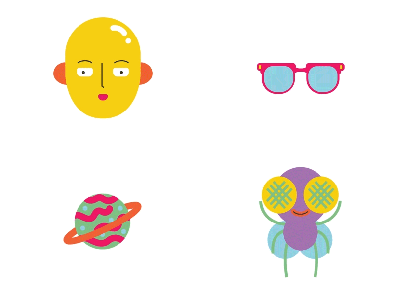 I3 fly gifs glasses icons motion graphics illustration planet saitama shades