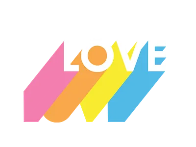 Love - rainbow pop 3dtype 80s bright color colorful colour colourful love pop poptype rainbow retro