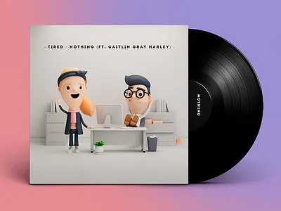 COVER TIRED 3d c4d character girl illustrator music office person