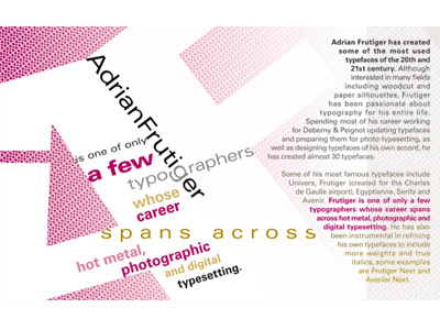 Adrian Frutiger blend frutiger magenta type typesetting typography univers