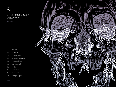 Striplicker - Visual Brand album art band dark etching graphic list logo music skull song typography worm